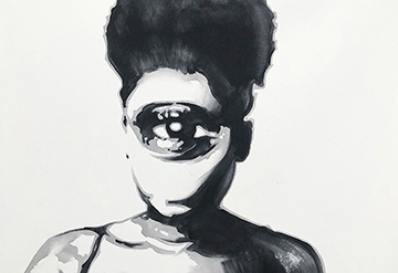 Takao Aoyama,artist,art,painting,Japan,acrylic,people,eye,face,black & white,stare,emotion,impact